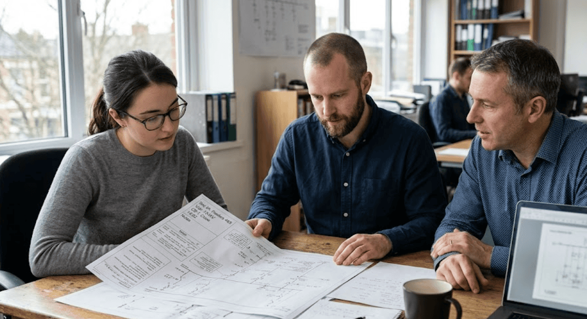 Engineers planning a black start restoration sequence over network diagrams